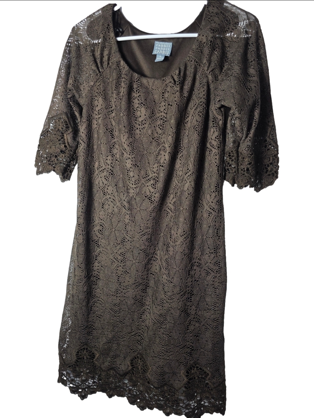 Rabbit Rabbit Rabbit Lace Overlay Brown Women’s Dress Size 6 Cottagecore Formal